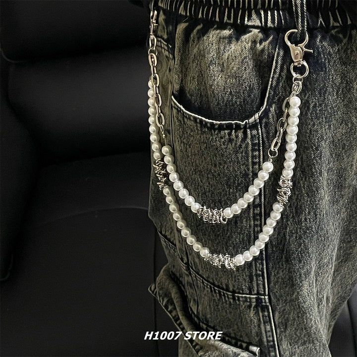 Double Layer Pearl Chain Pants Accessory