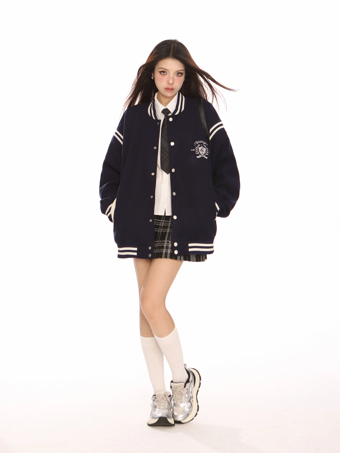 Retro Stand Collar Baseball Jacket