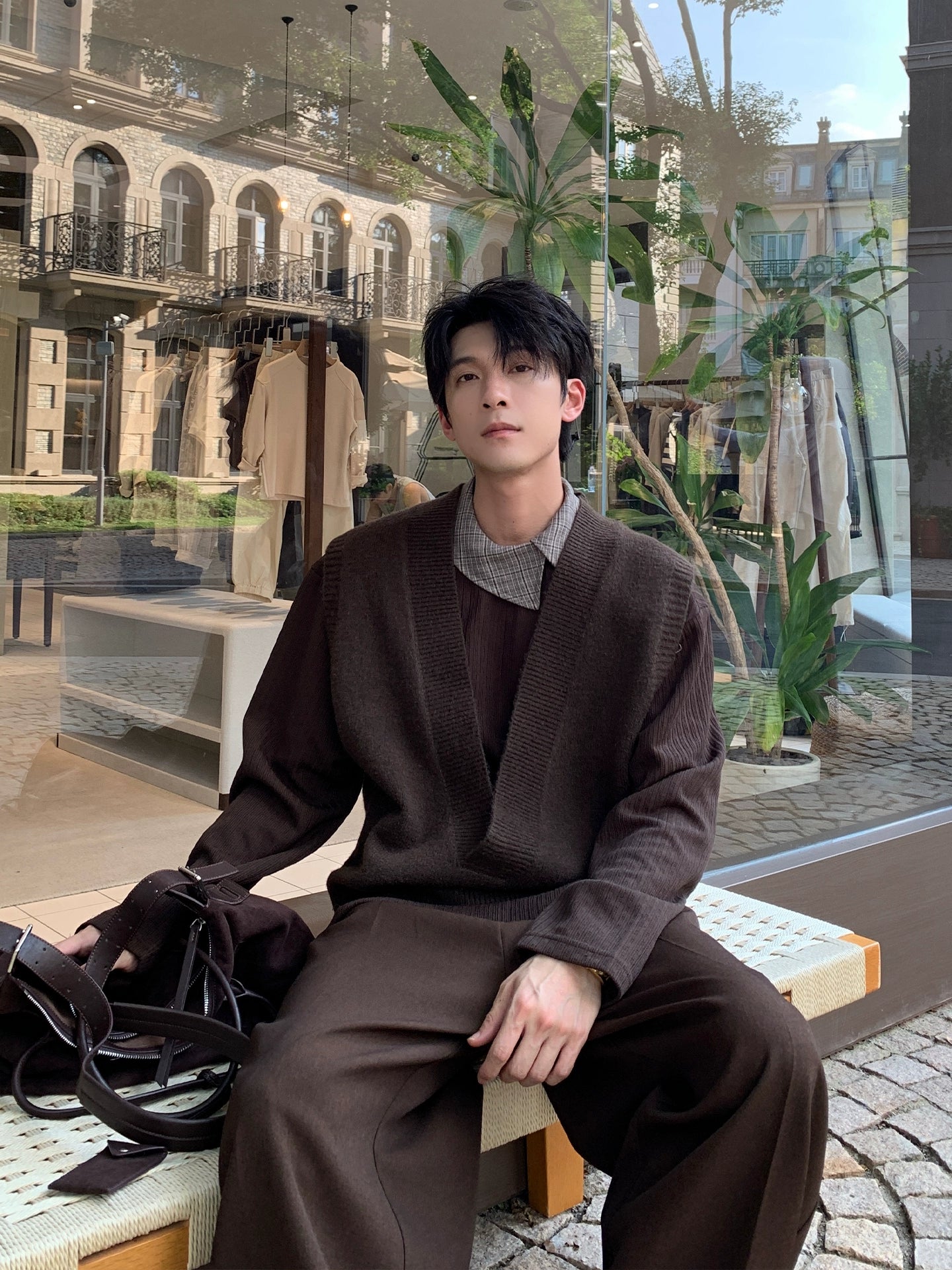 Bol V Yaka Örgü Süveter Yelek 