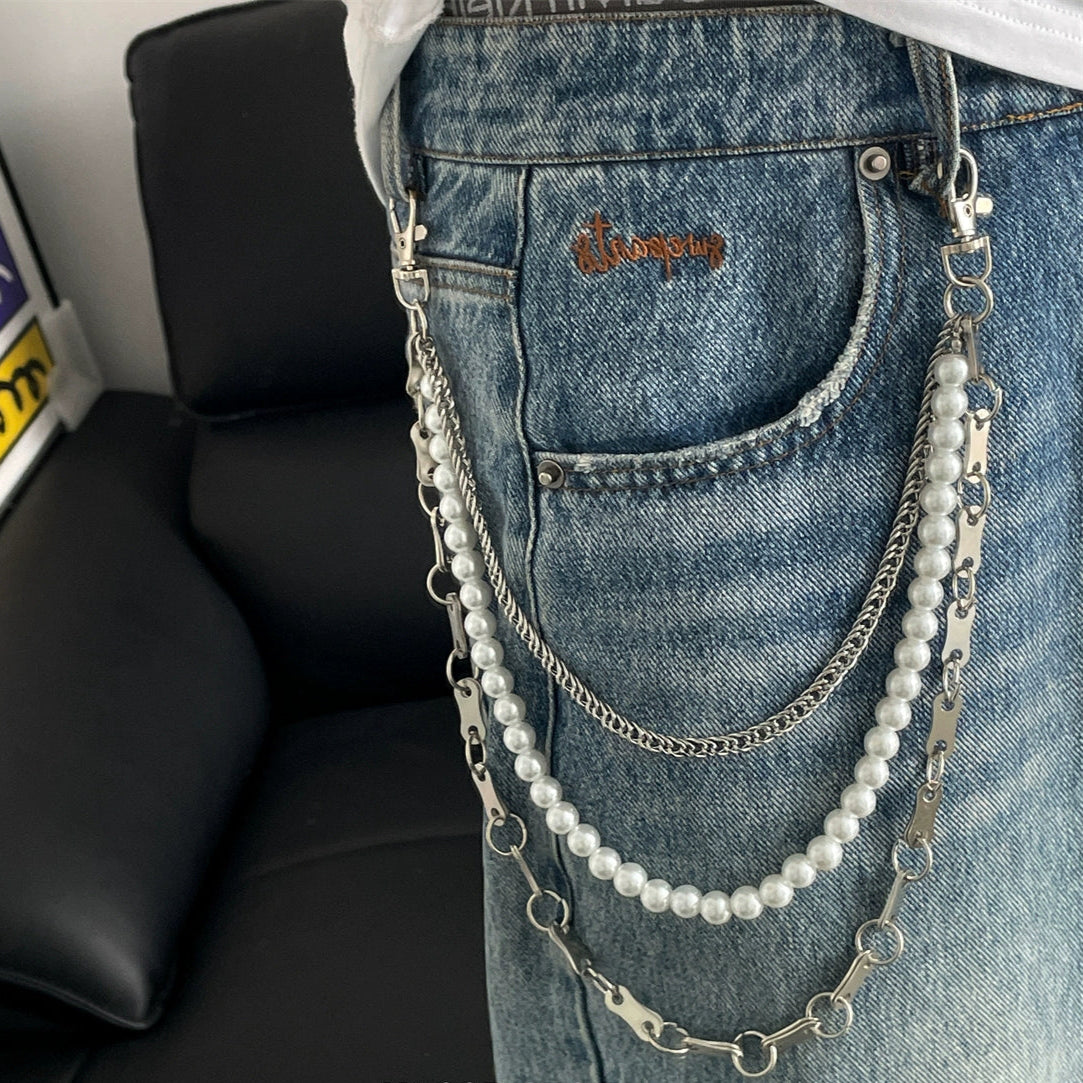 Multi-Layer Pearl Chain Pants Waist Accessory