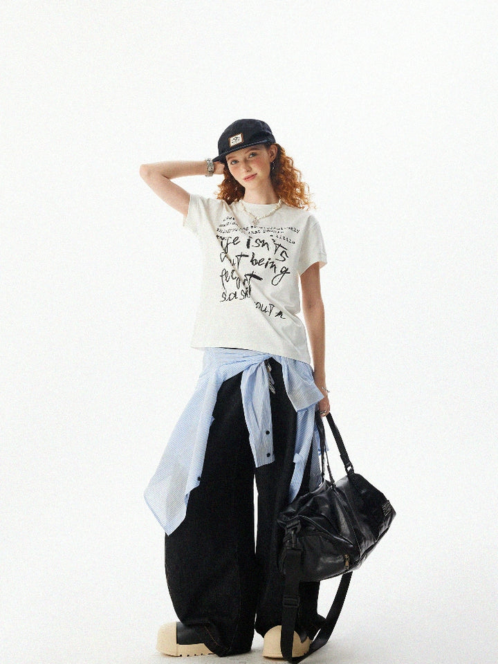 Boxy Graffiti Print Short Sleeve T-shirt