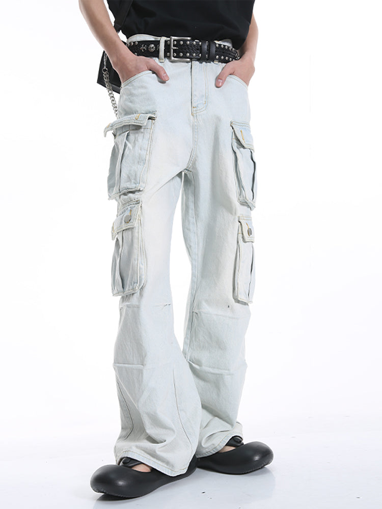 Mehrfachtaschen-Hosen mit weitem Bein 
