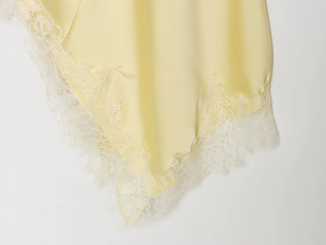 Lace Trim Satin Slip Dress