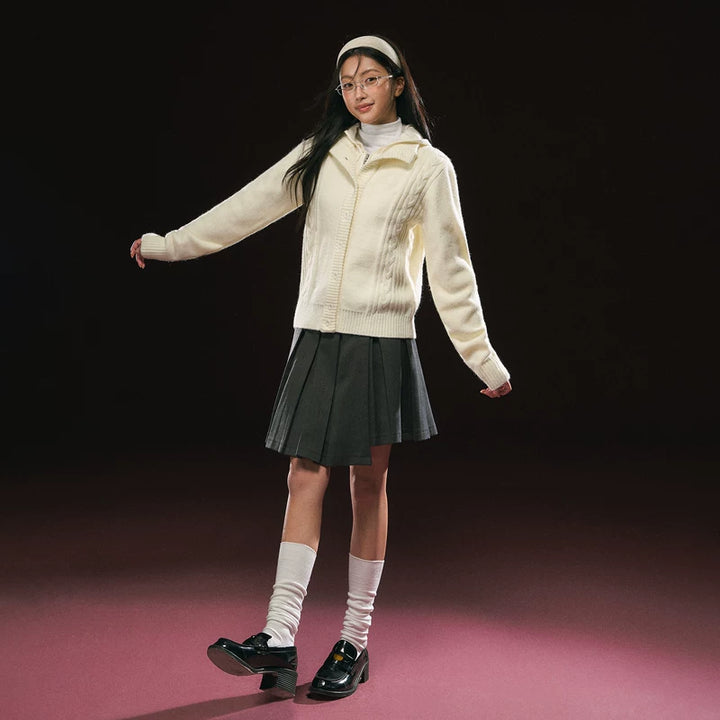 Retro Strikket Zip-Up Genser Cardigan 