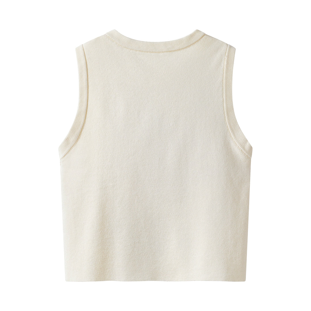 Graffiti Print Sleeveless Knitted Crop Tank