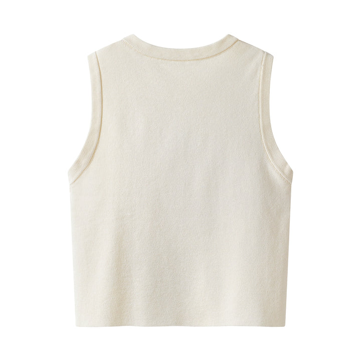 Graffiti Print Sleeveless Knitted Crop Tank