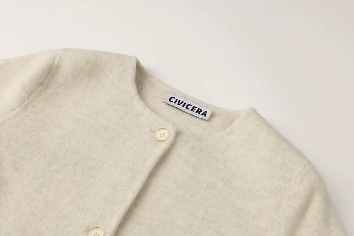 معطف صوف مزود بحزام مع ياقة من الفرو الصناعي 