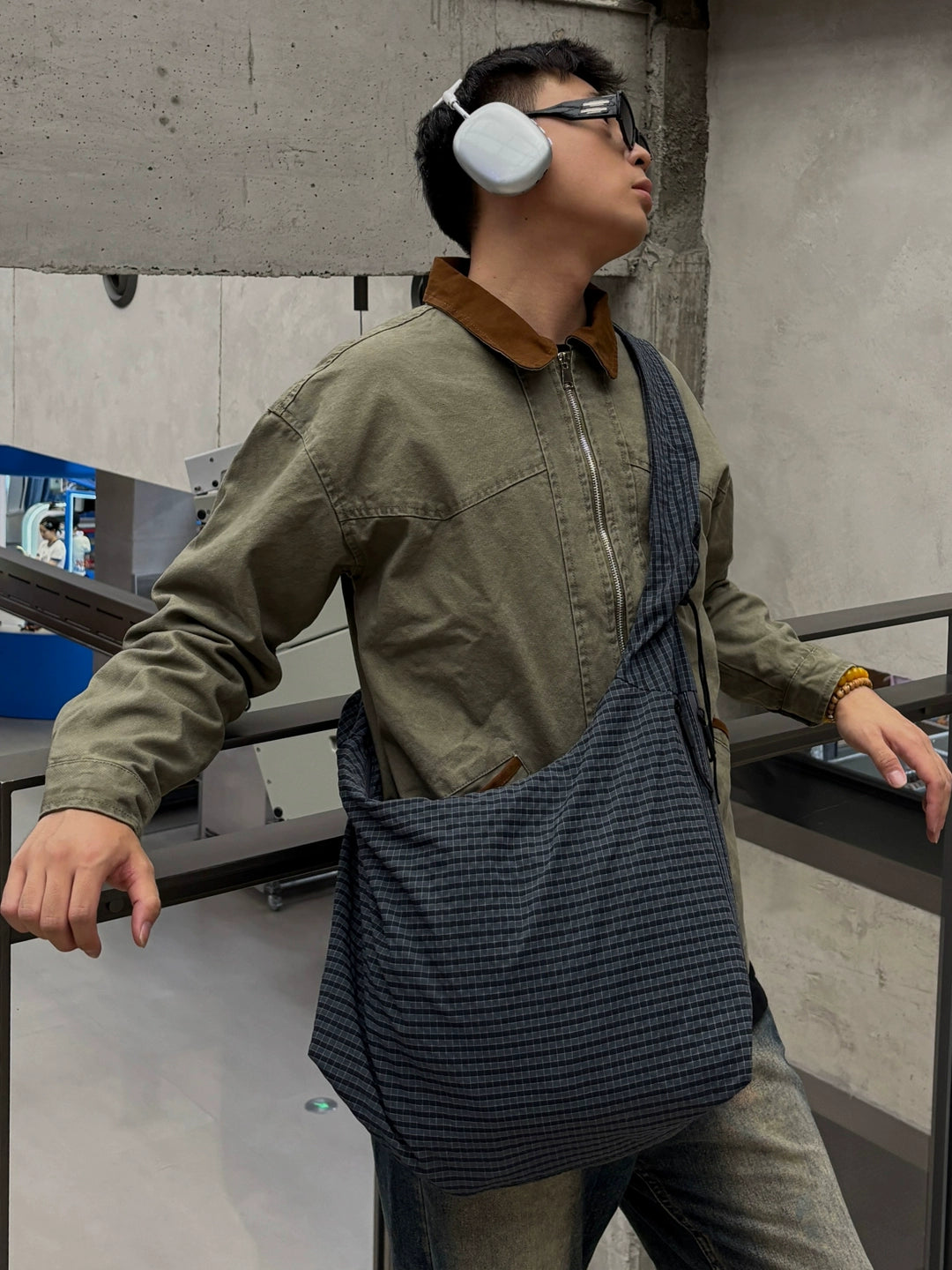 Ekose Büyük Kapasiteli Omuz Çantası 