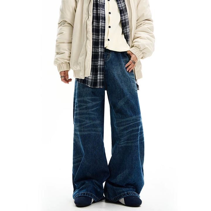 Calças Jeans Largas de Cintura Alta e Corte Solto 