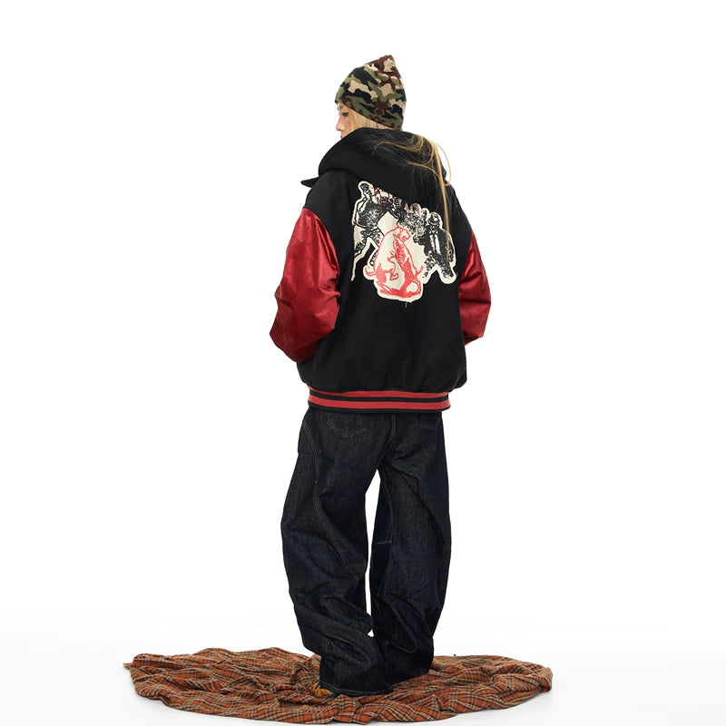 Embroidered Patchwork Baseball Jacket