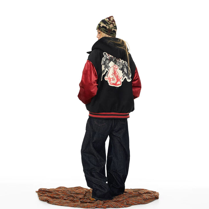 Embroidered Patchwork Baseball Jacket
