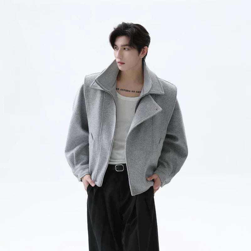 Sheep Wool Faux Two-Piece Woolen Jacket