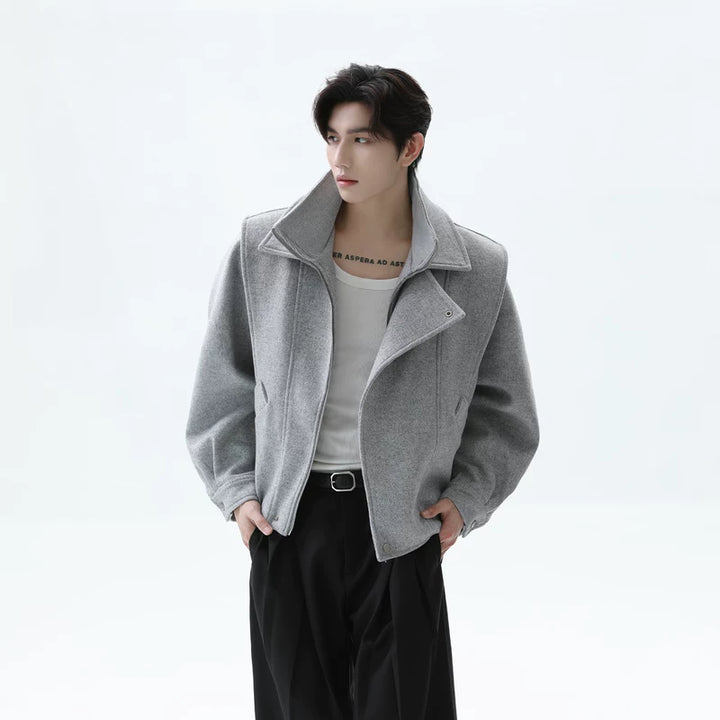 Sheep Wool Faux Two-Piece Woolen Jacket