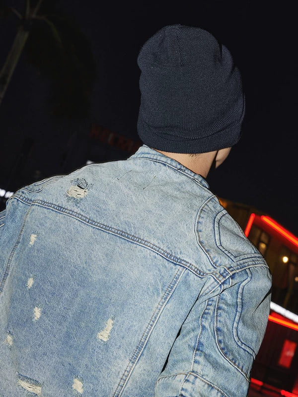 Chaqueta de mezclilla corta de patchwork pesada y lavada 