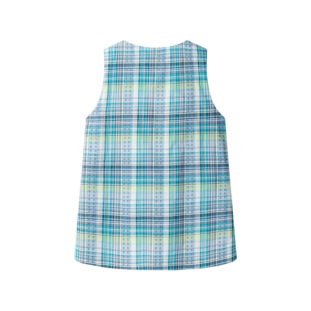 Chemise sans manches à carreaux avec torsion 