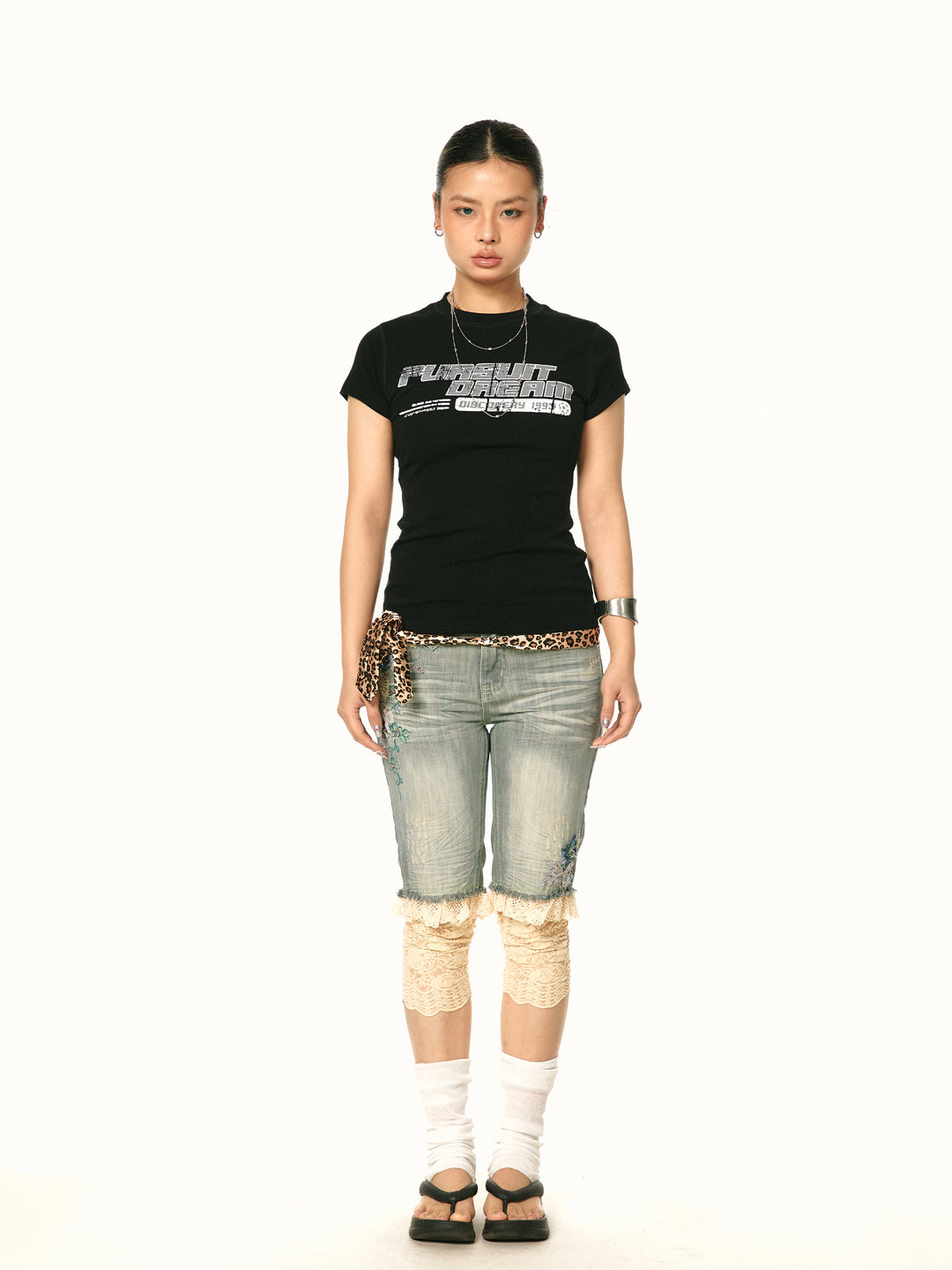 Letter Print Slim Fit Turtleneck T-shirt