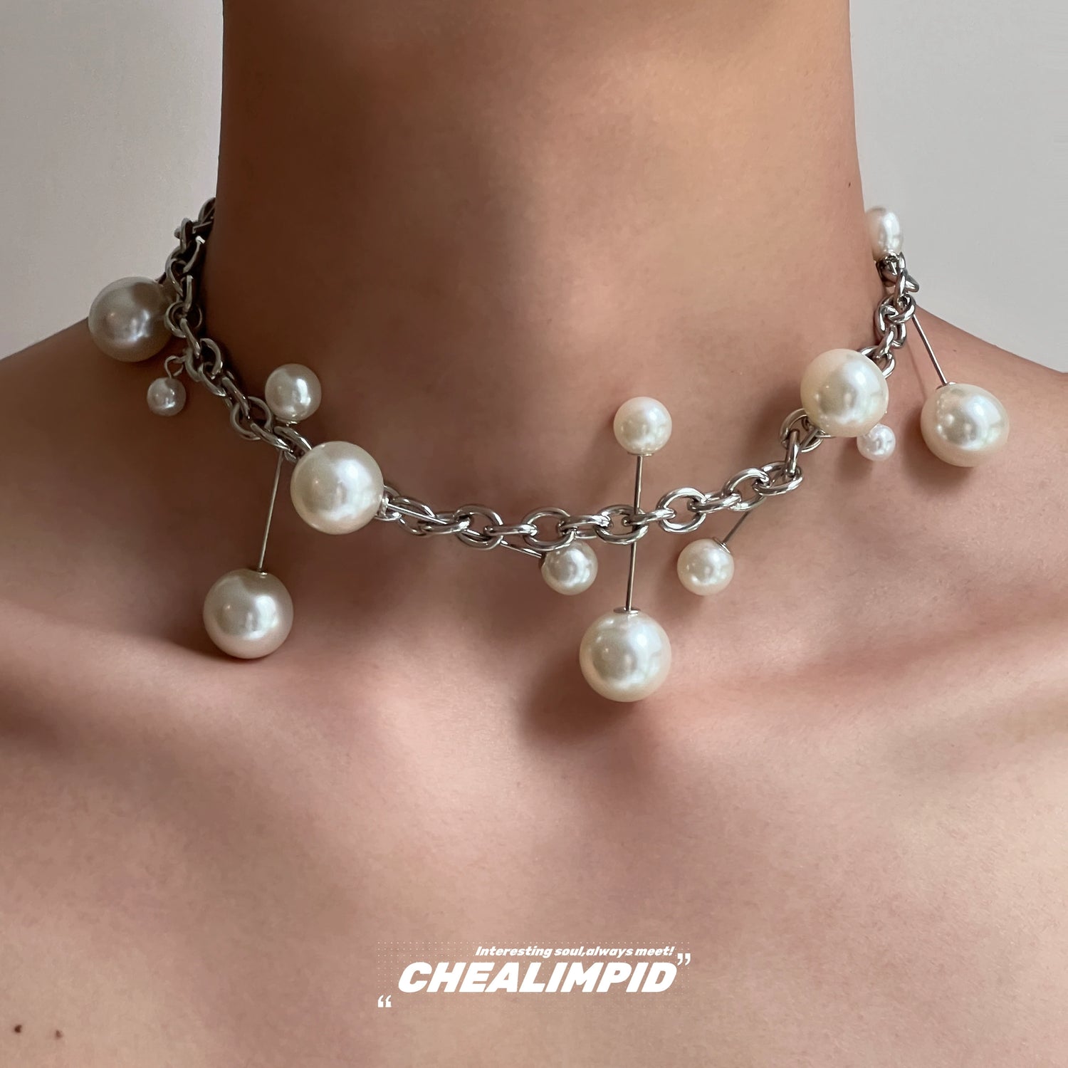 Bubble Pearl Tassel Chain Choker Necklace