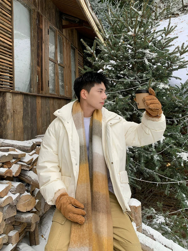 Veste courte en duvet à col montant minimaliste 