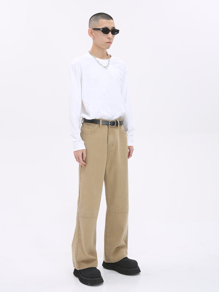 Loose Straight Mid-Waist Pants