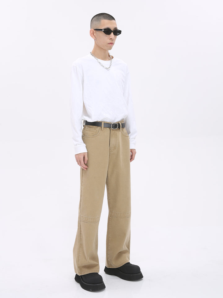 Loose Straight Mid-Waist Pants