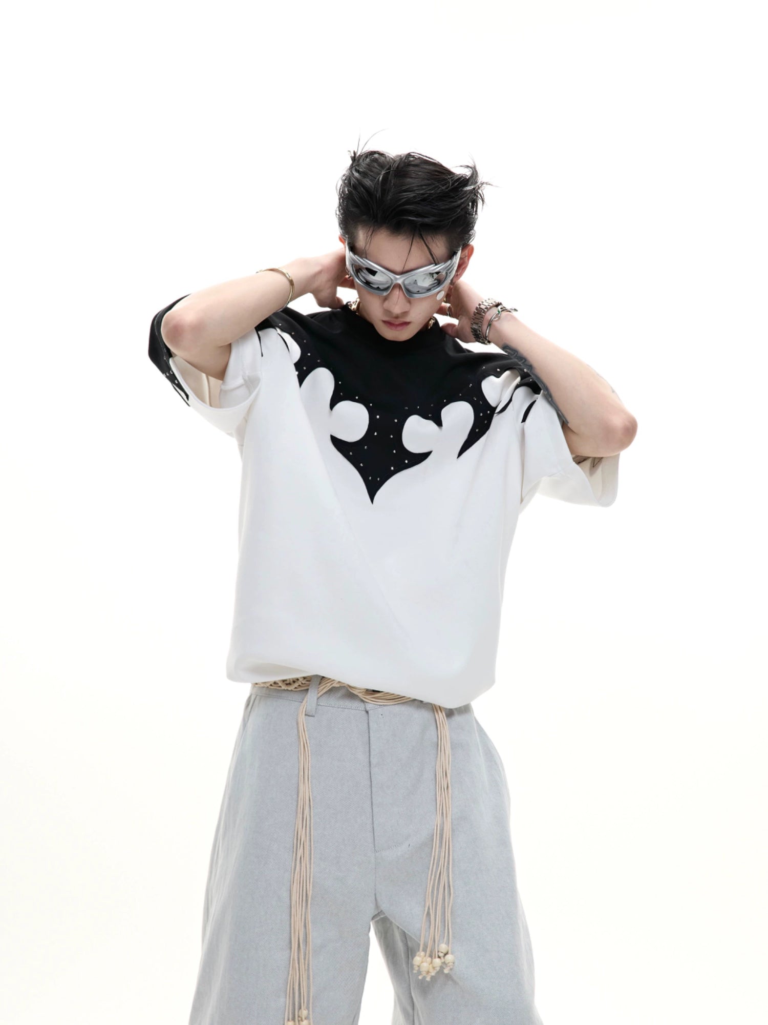 3D Stitching Round Neck Cotton Pullover