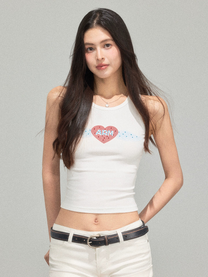 Heart Graphic Fitted Tank Top