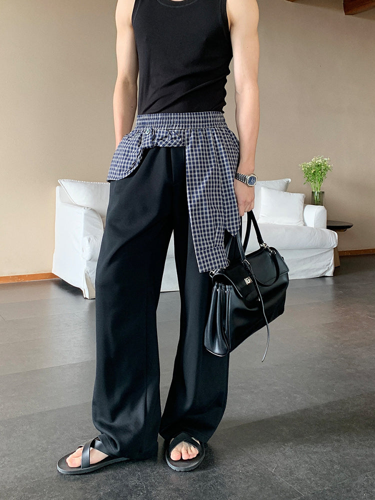 Elastic Waist Straight Casual Pants