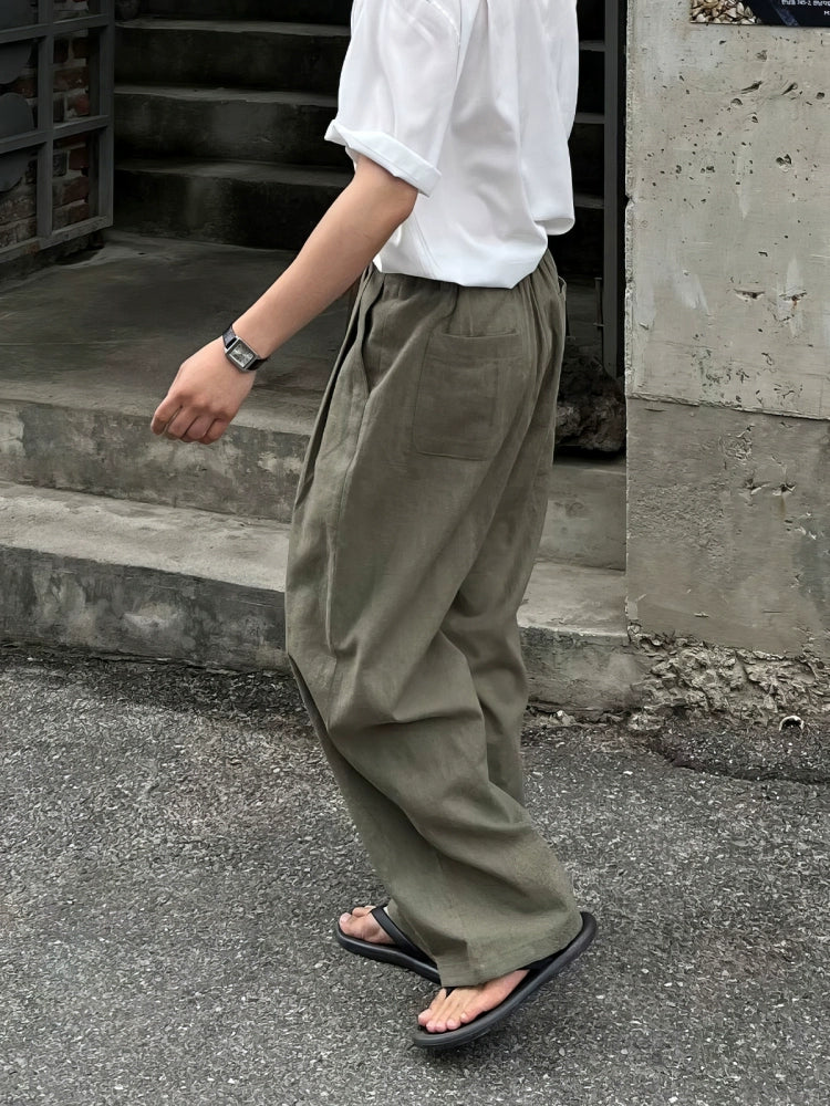 Keten Geniş Paça Rahat Pantolonlar 