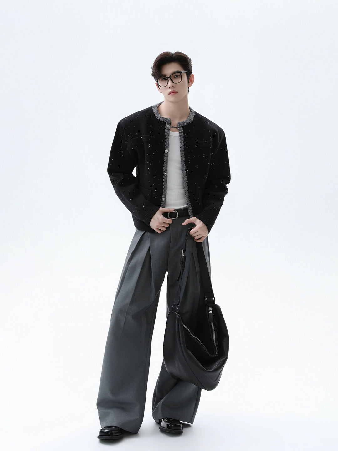Single-Breasted Knitted Textured Jacket