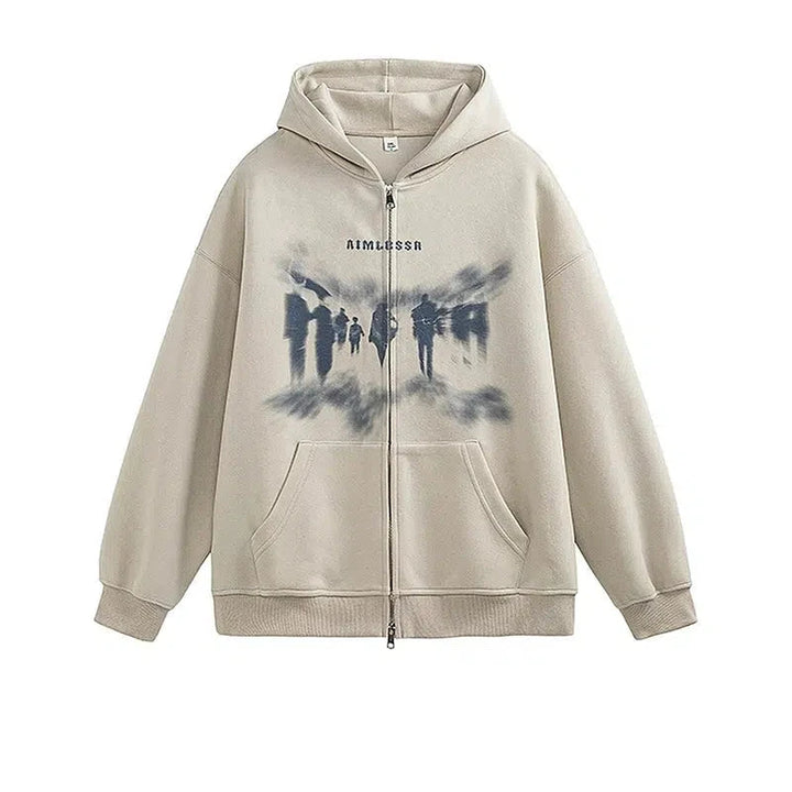 Graffiti Hooded Zip-Up Sweater