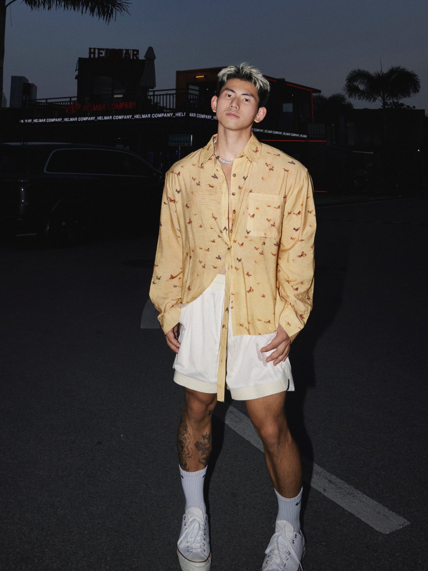 Butterfly Print Long Sleeve Casual Shirt