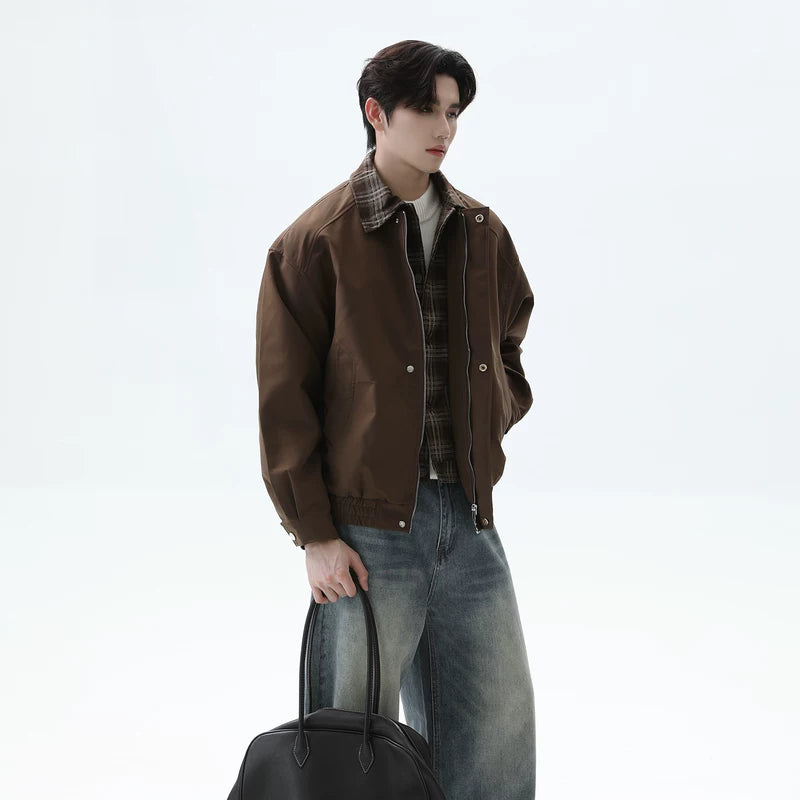 Plaid Lapel Retro Loose Fit Jacket