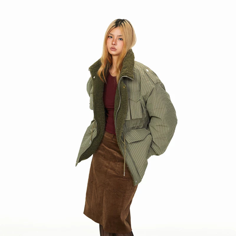 Lambswool Plaid Multi-Pocket Jacket