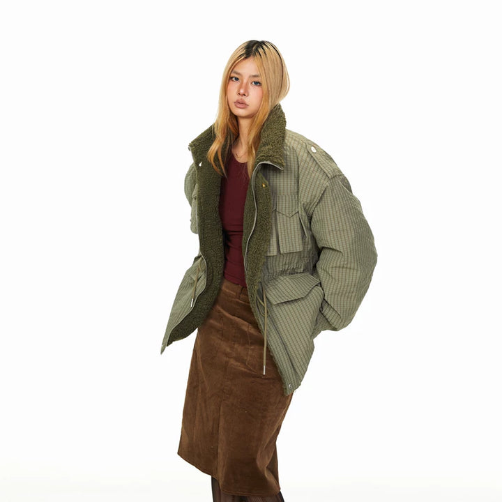 Lambswool Plaid Multi-Pocket Jacket