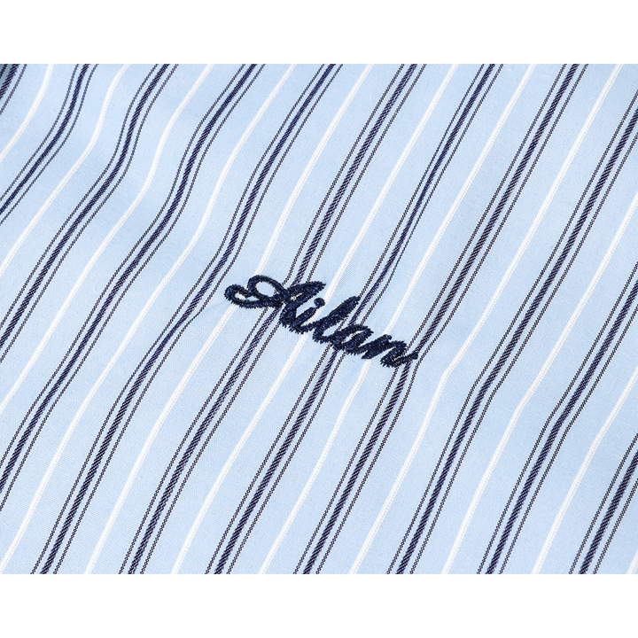 Chemise surdimensionnée brodée rayée de style coréen 