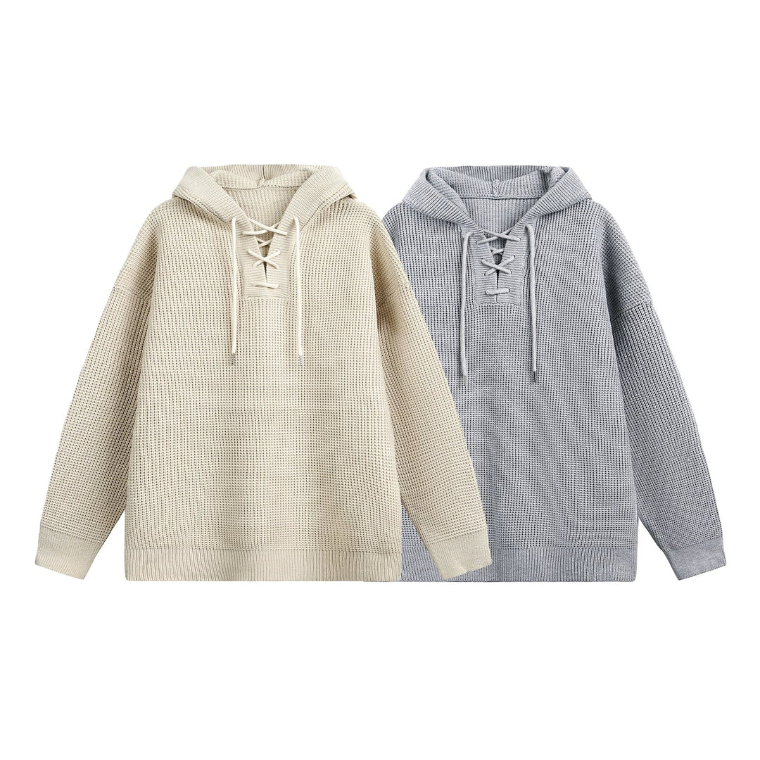 Knit Hooded Drawstring Sweater