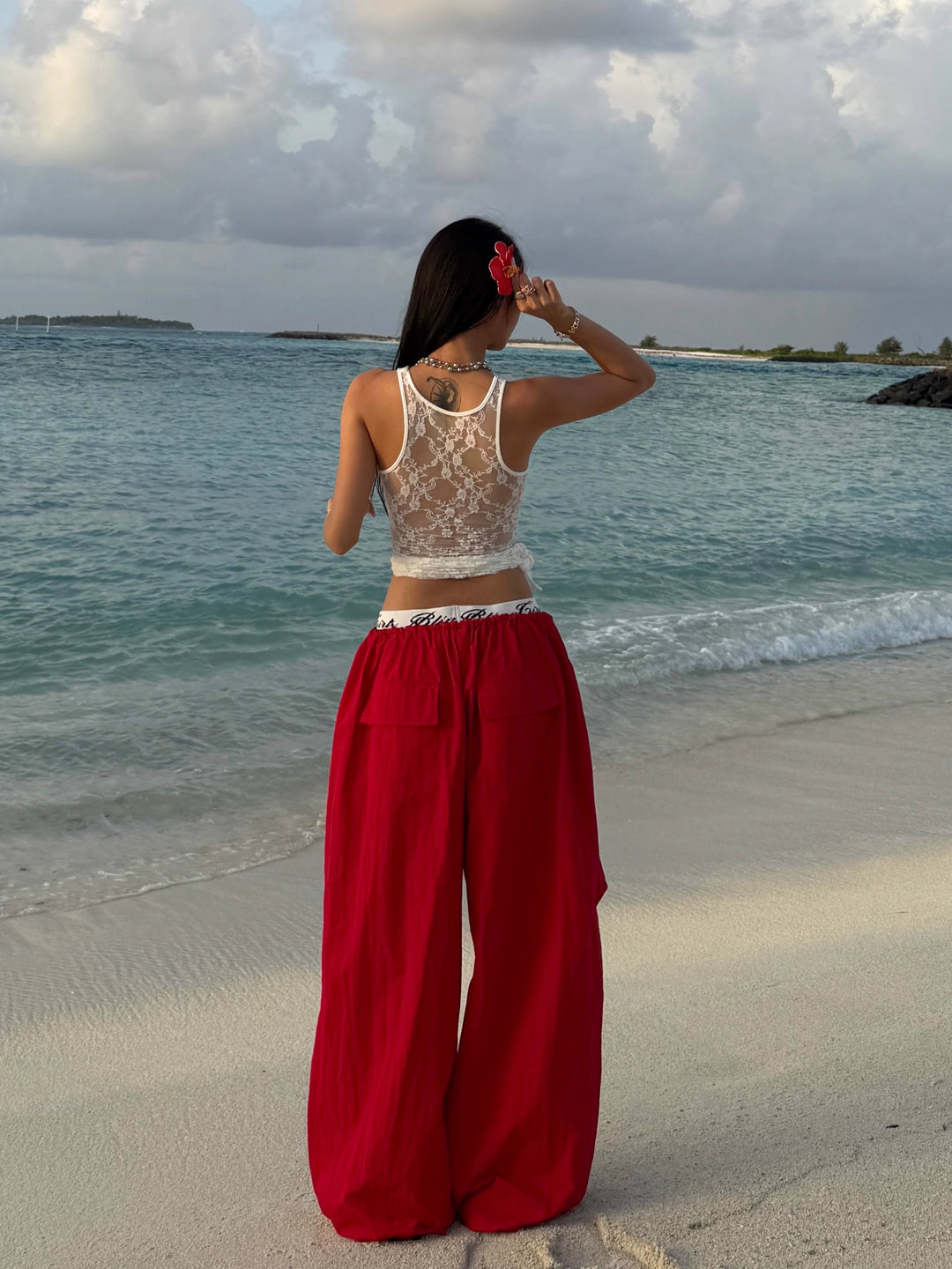 Loose Pleated Wide-Leg Paratrooper Pants