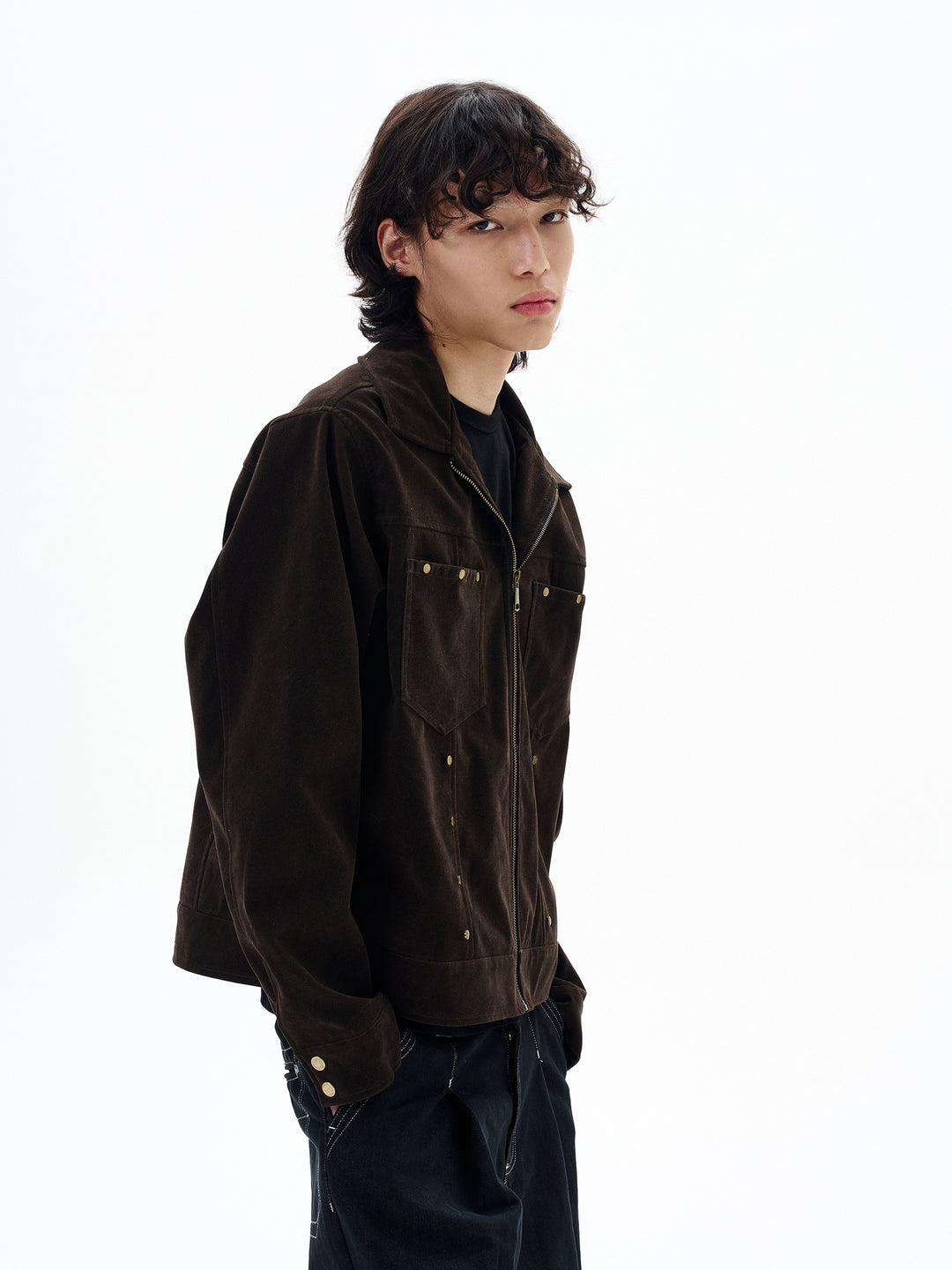 Wildleder Nieten Kurzmotorradjacke 