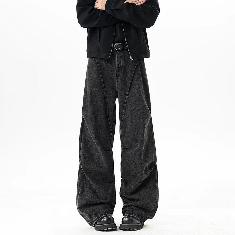 جينز بانتس واسعة الساق بتصميم فضفاض 