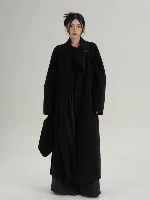 Uzun Yün Kemerli Sarma Palto 