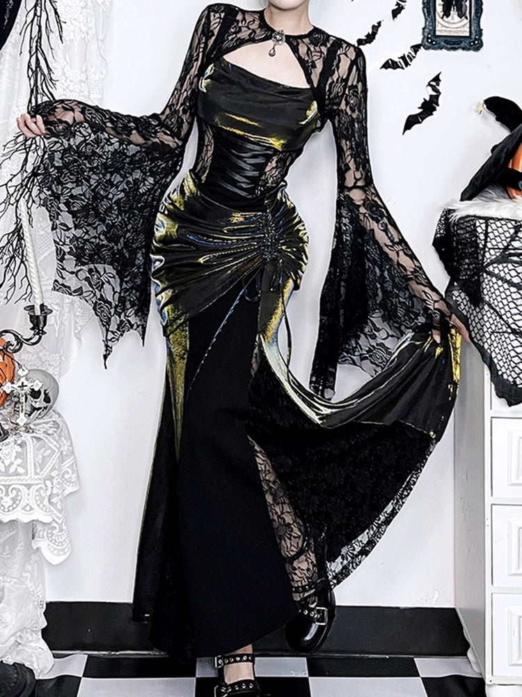 Gothic Spitze Fishtail Kleid Anzug 