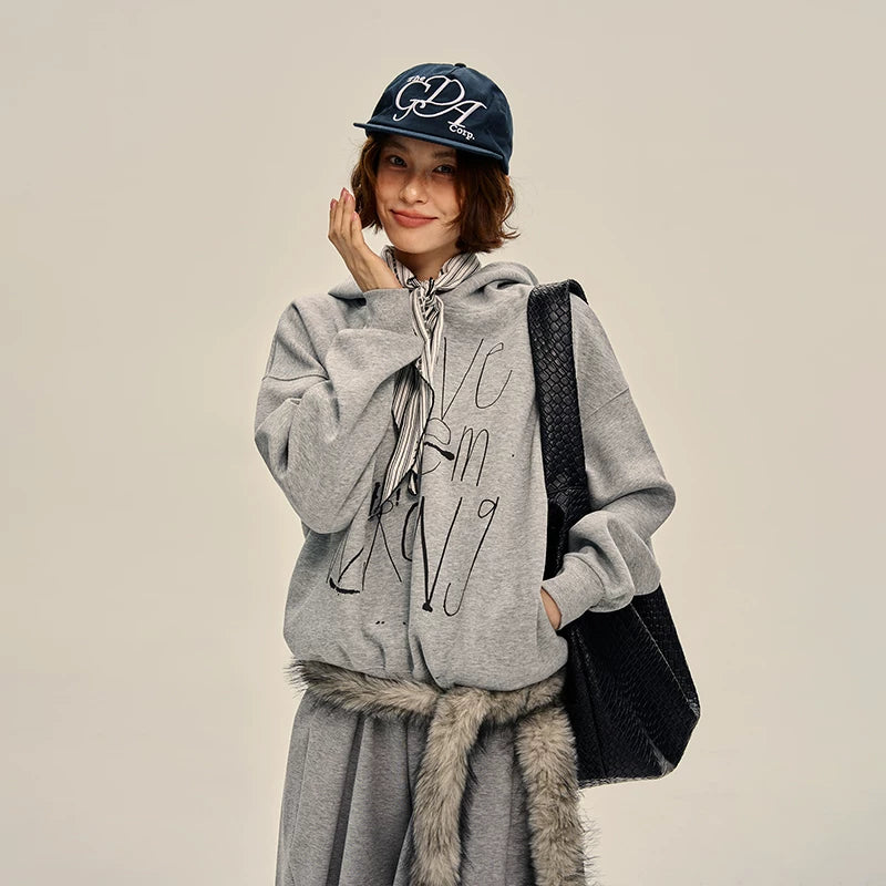 Graffiti Letter Print Hooded Sweatshirt