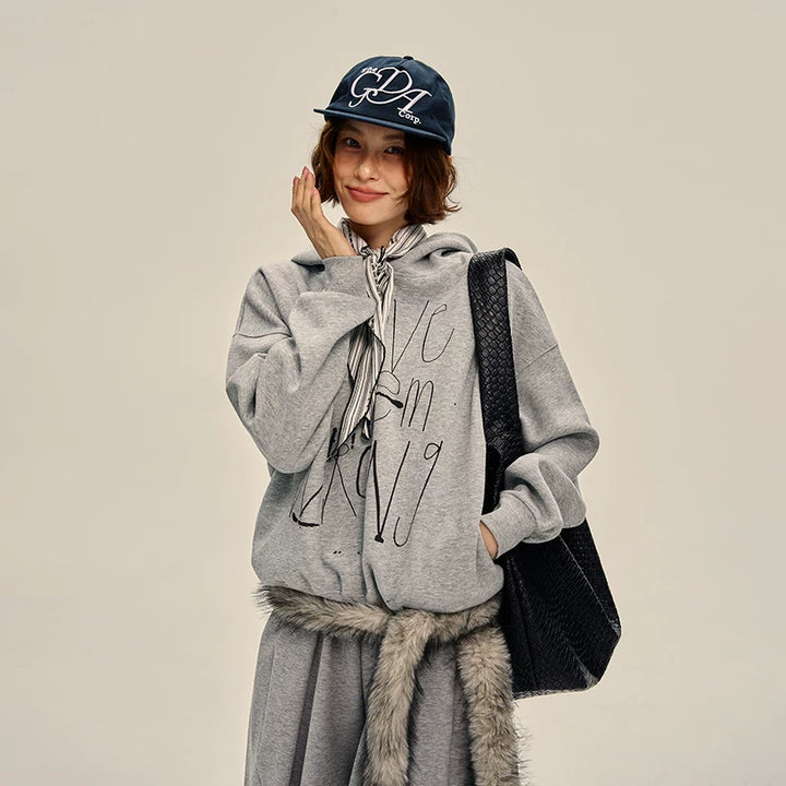 Graffiti Letter Print Hooded Sweatshirt