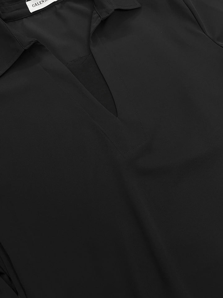 Camisa Casual de Manga Larga con Cuello en V 