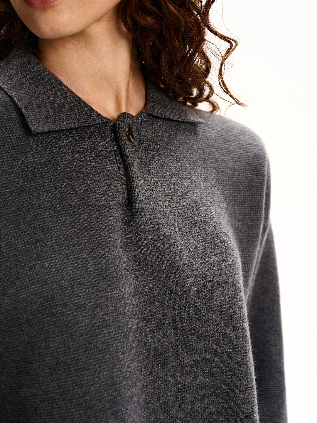 Knit Polo Collar Oversized Sweater