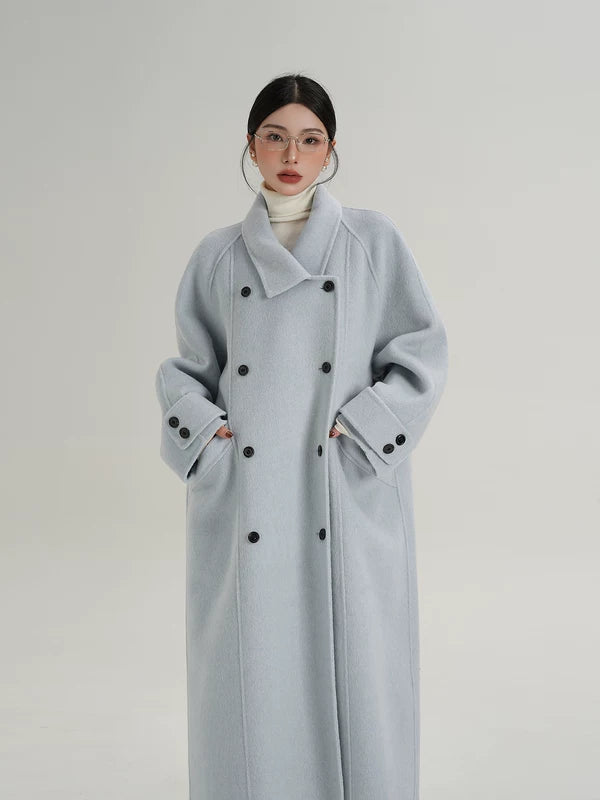 Manteau long en laine croisé 