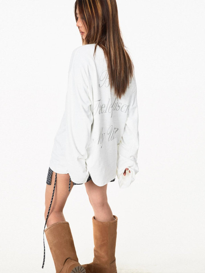 Long-Sleeve Cartoon Portrait Sweatshirt
