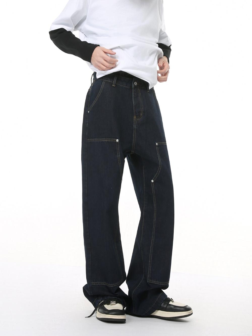 Workwear Stitching Loose Straight Pants