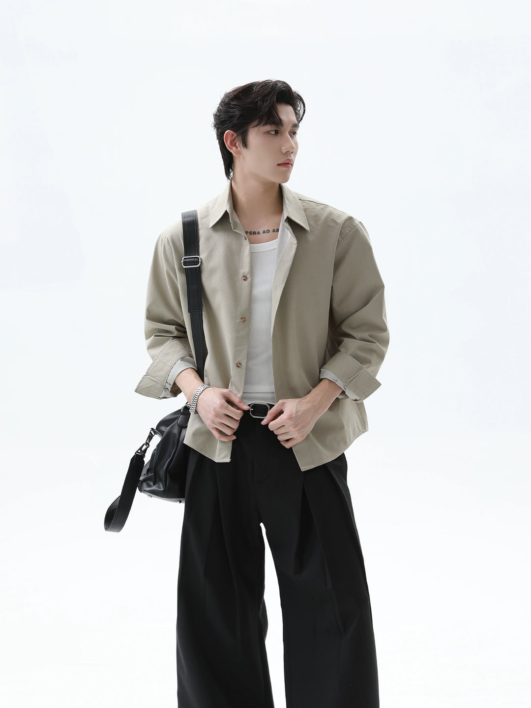 Lapel Long Sleeve Loose Fit Shirt