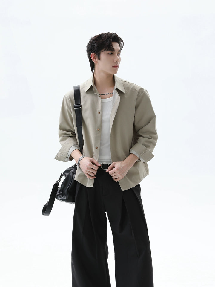 Lapel Long Sleeve Loose Fit Shirt
